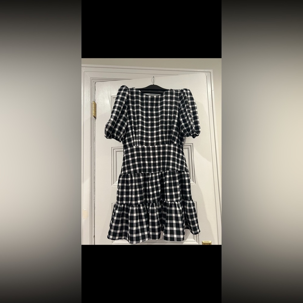 Aqua checkered plaid dress
